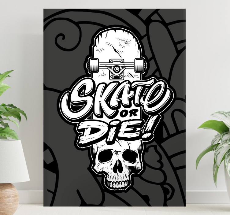 Sports canvas art skateboard skull design - TenStickers