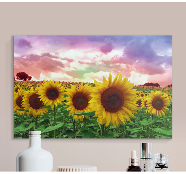 Sunflower field colourful sky flower canvas - TenStickers