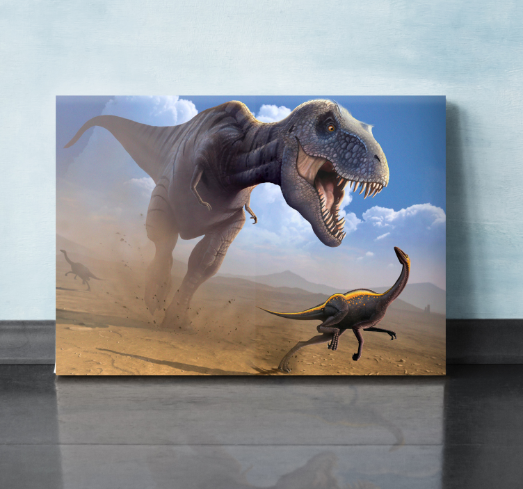 T-Rex hunting dinosaur canvas wall art - TenStickers