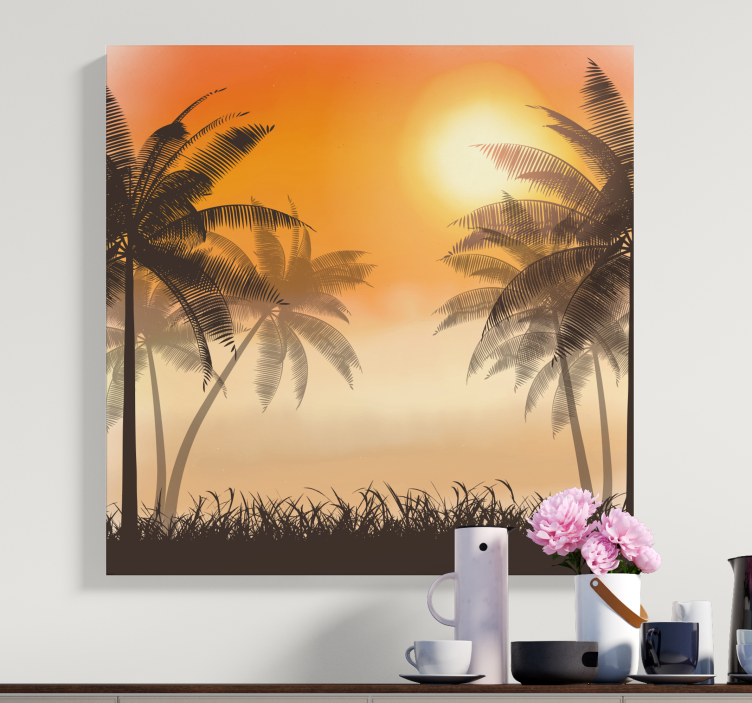 Tropical sunset vibe landscape canvas - TenStickers