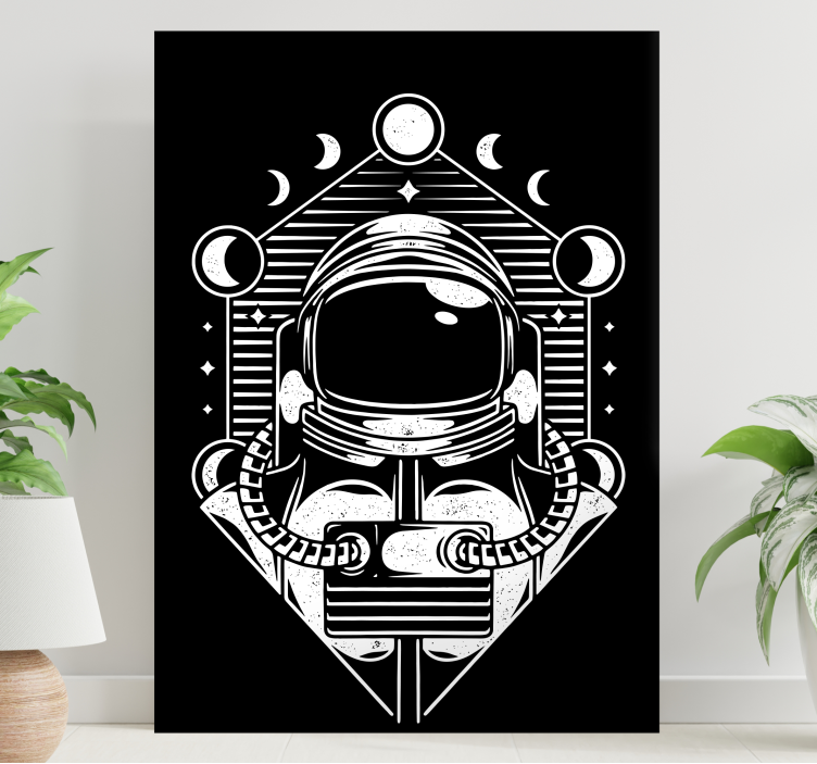 Video game canvas art astronaut moon phases - TenStickers