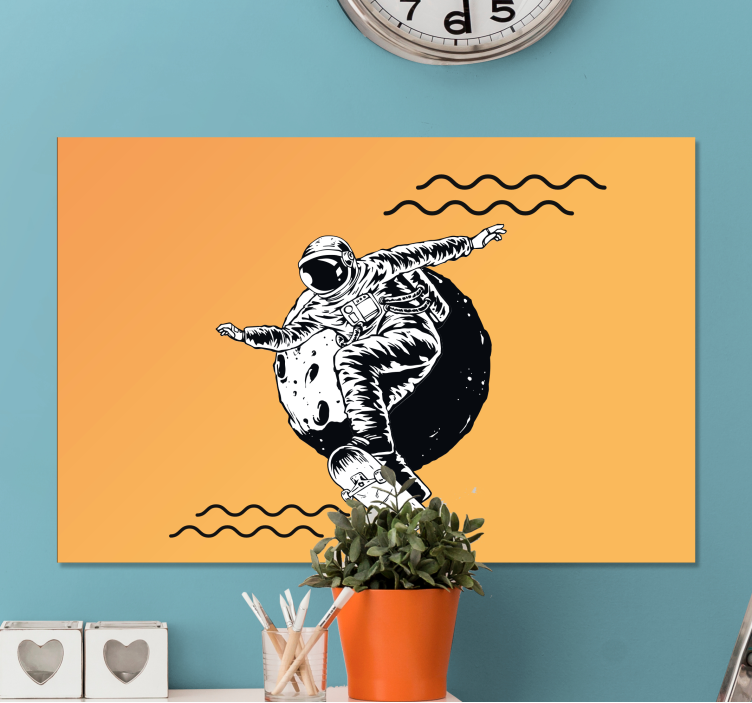 Video game canvas art cosmonaut skateboarding art - TenStickers
