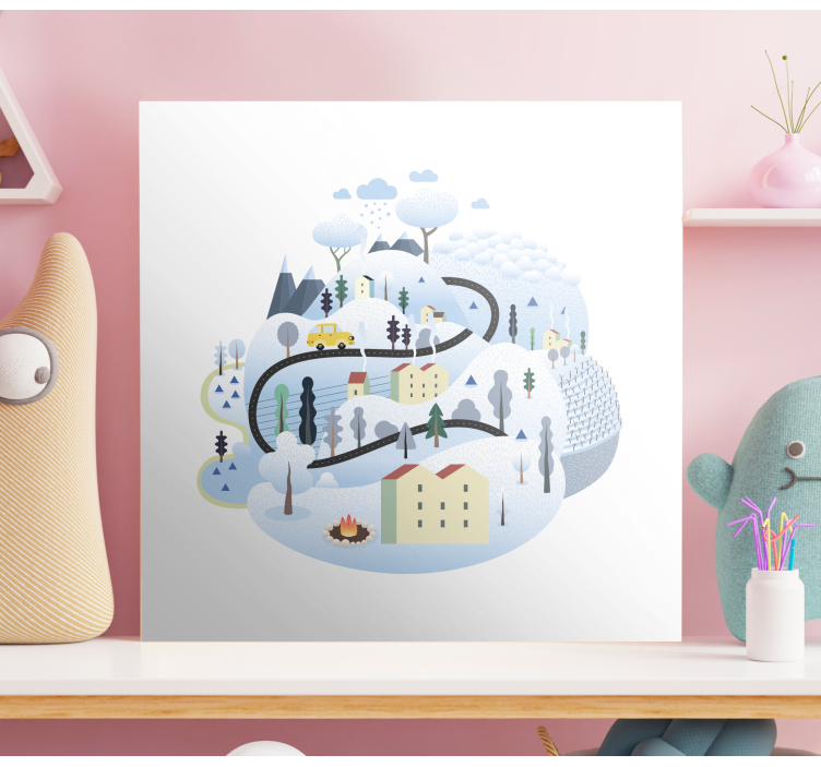 Winter scenic route cityscape wall art - TenStickers