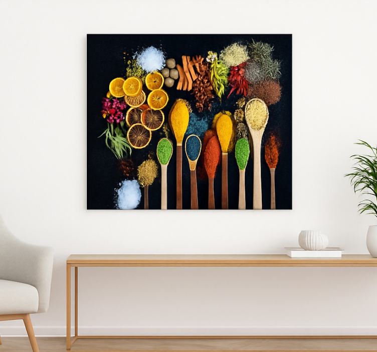 Wooden spoon with spices kitchen prints - TenStickers