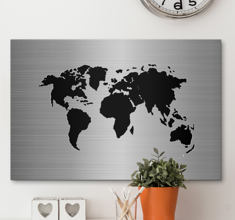 World map wall art black world map - TenStickers