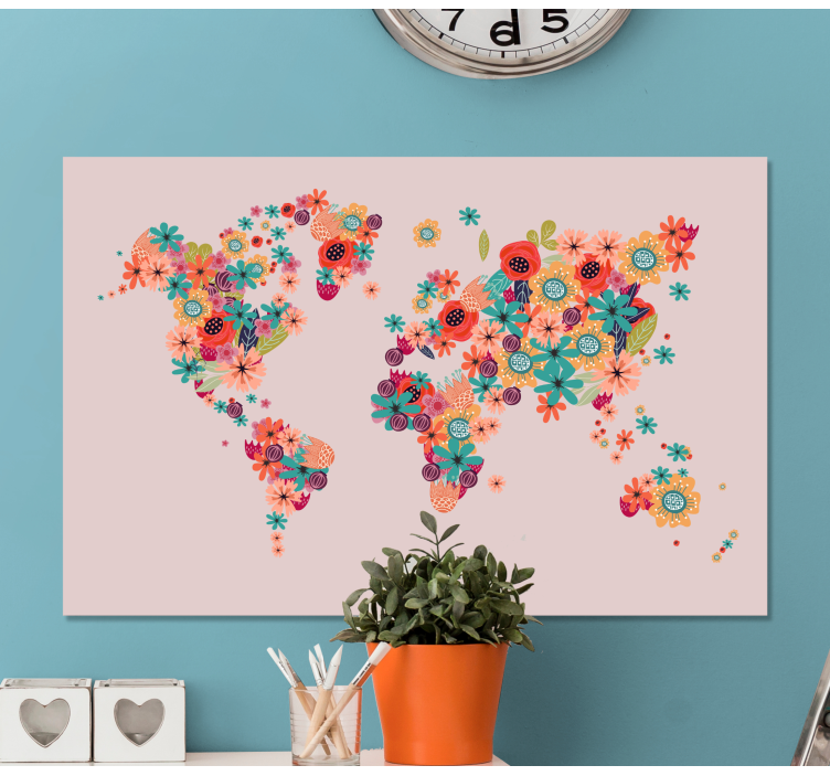 World map wall art floral world map - TenStickers