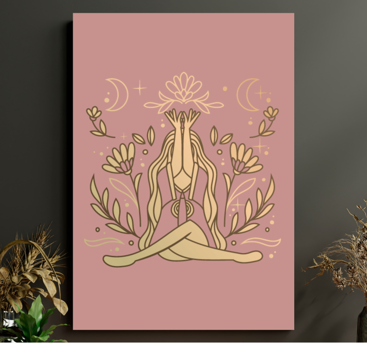 Zen canvas art meditative floral pose - TenStickers