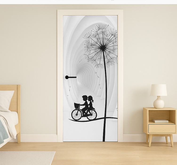 3D dandelion and bike door sticker - TenStickers
