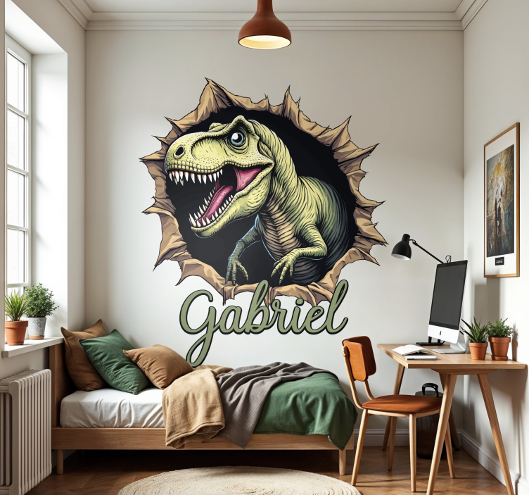 3D effect with name dinosaur wall sticker - TenStickers