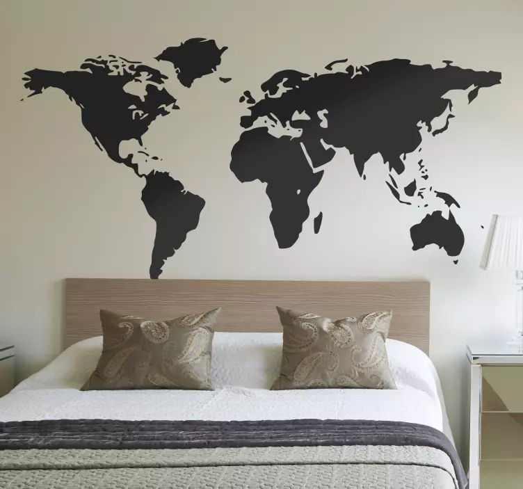 Simplified World Map Wall Sticker - TenStickers