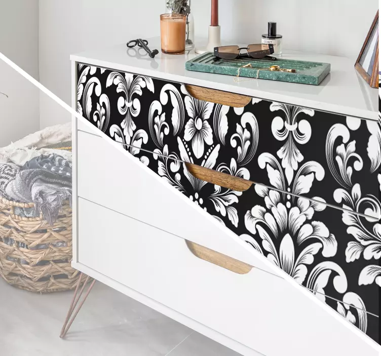 Furniture sticker floral black design - TenStickers