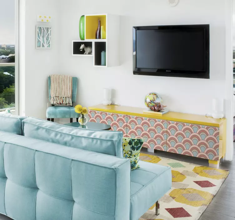 Curved pattern waves furniture sticker - TenStickers