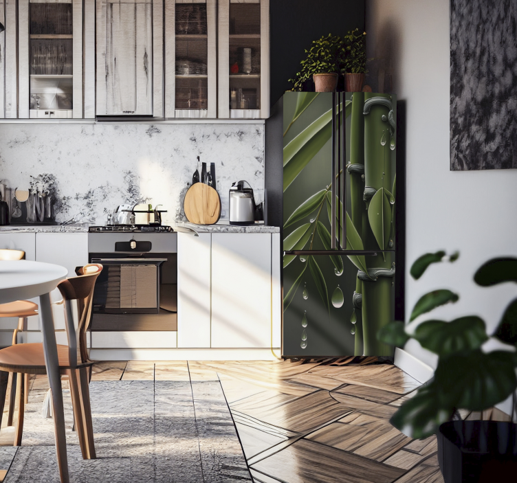Bamboo Vinyl with Droplets fridge sticker - TenStickers