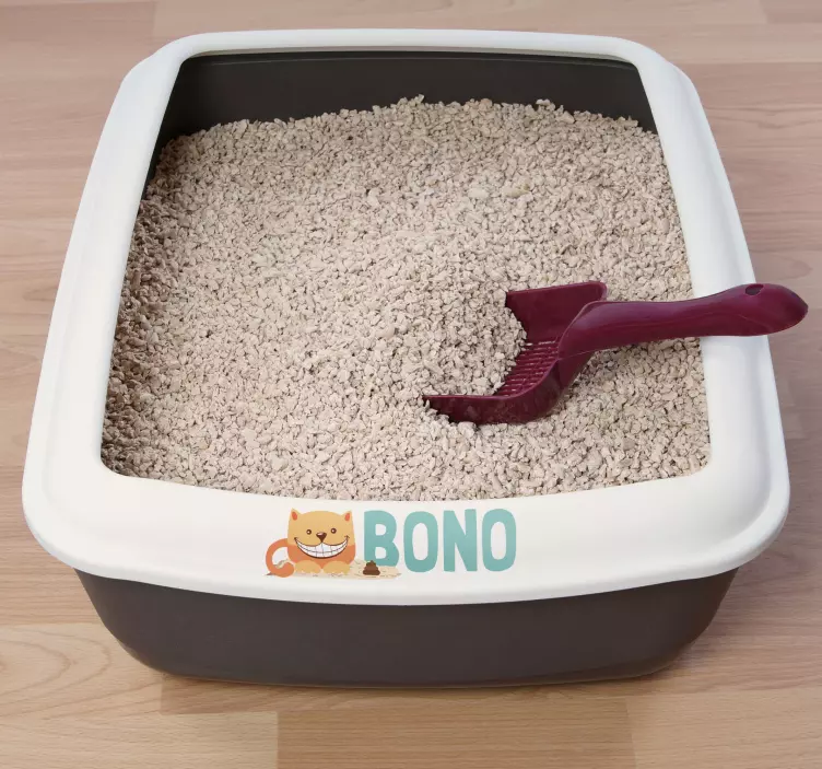 cat litter box name cat sticker - TenStickers