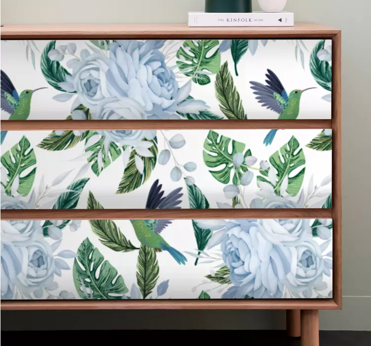 Tropical Hummingbird Floral furniture sticker - TenStickers