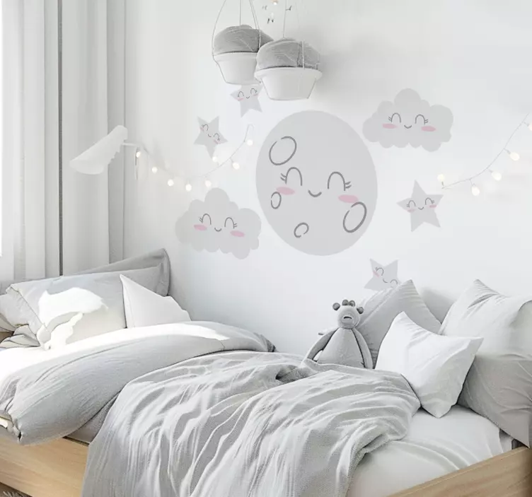 Lovely stars and moon space sticker - TenStickers