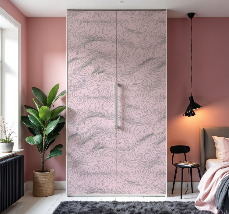 Abstract pink wavy pattern furniture sticker - TenStickers