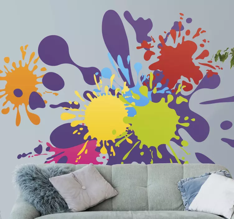 Abstract wall sticker colorful splash elements - TenStickers