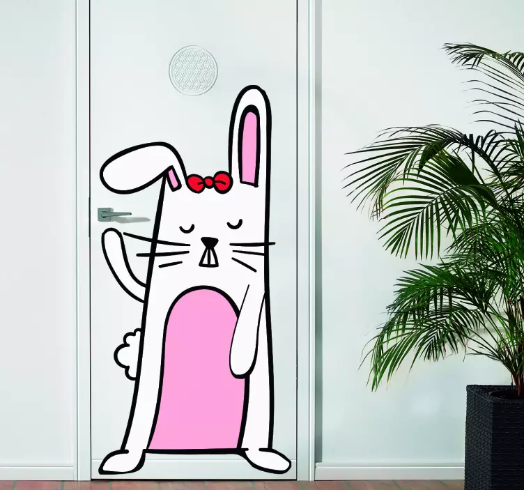 Adorable Bunny Figure door sticker - TenStickers