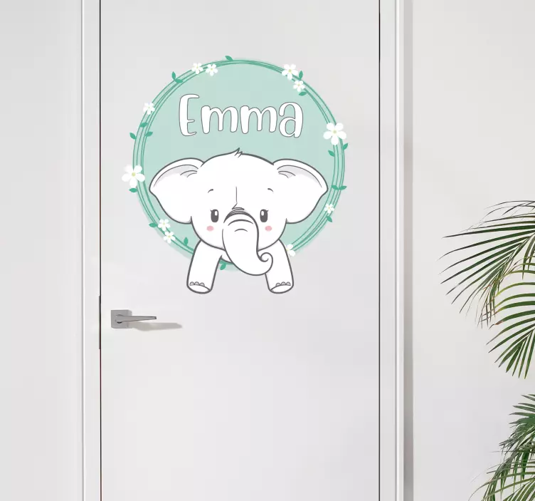 Adorable Elephant Illustration door sticker - TenStickers