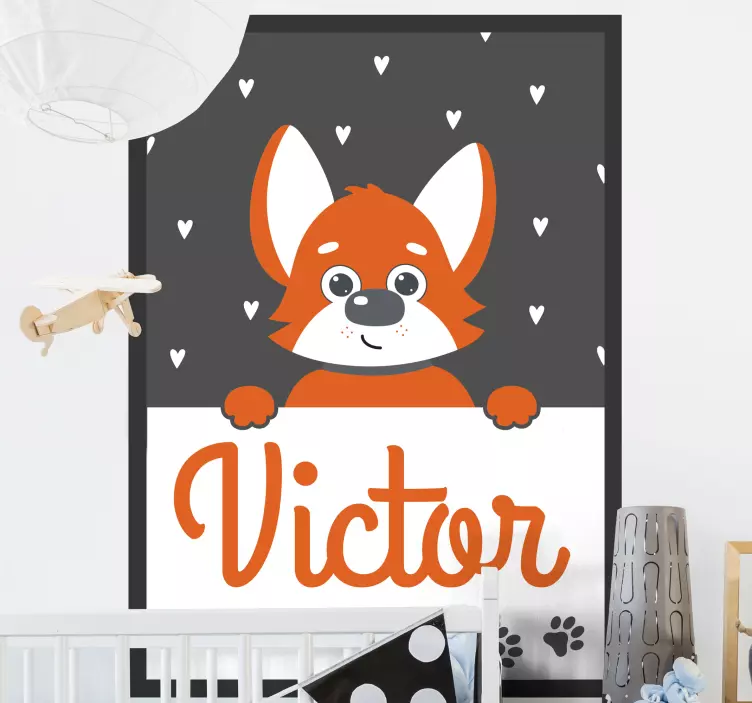Adorable Fox Illustration kid's sticker - TenStickers