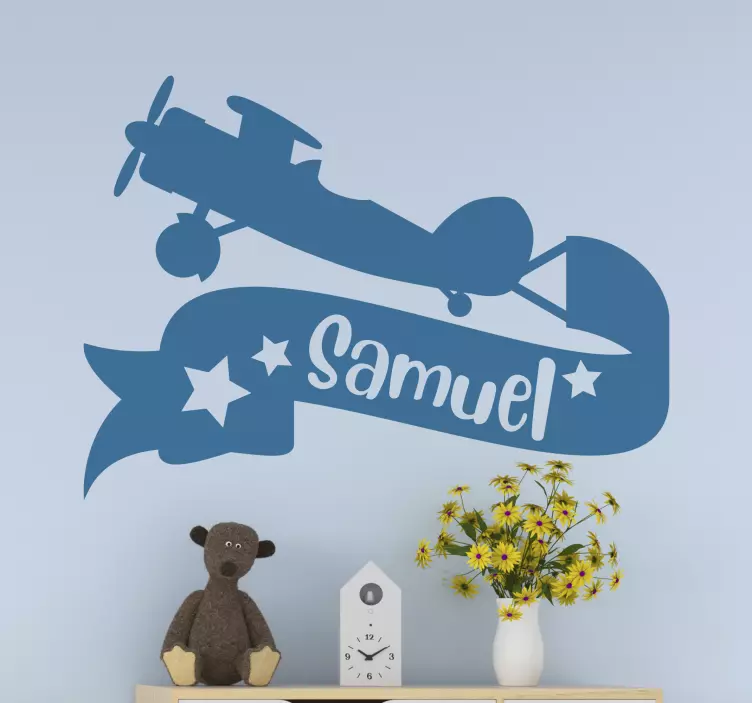 Airplane Name Banner kid's sticker - TenStickers