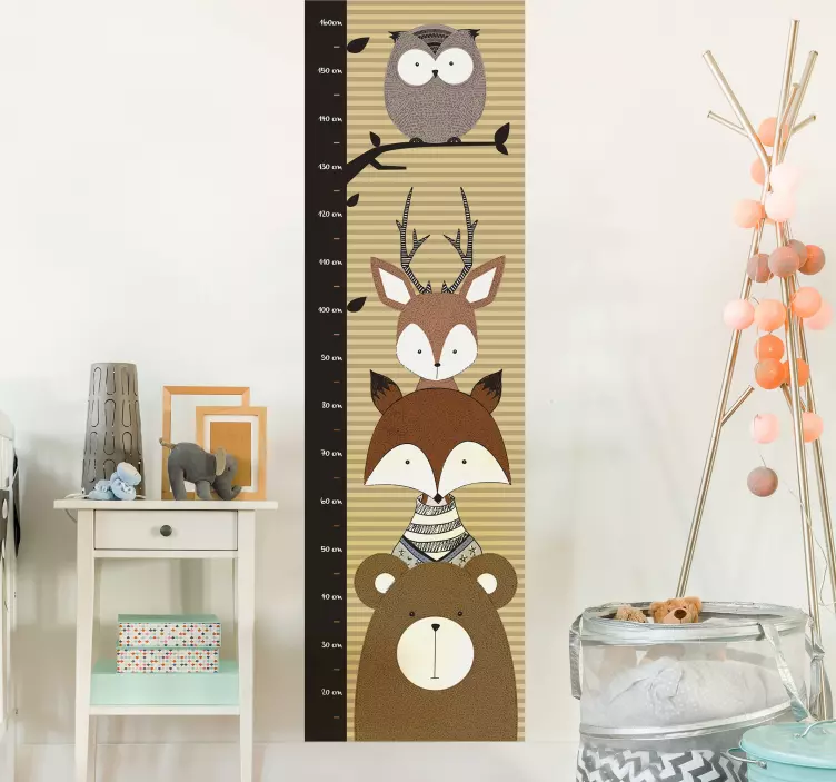 Animal Growth Measurement Chart height scale sticker - TenStickers