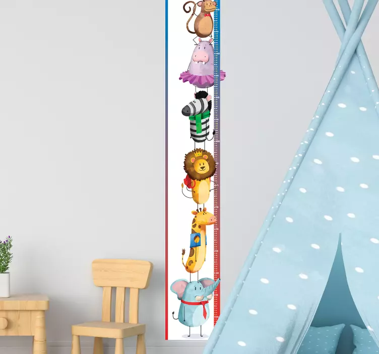 Animal Height Measurement Guide growth chart wall sticker - TenStickers