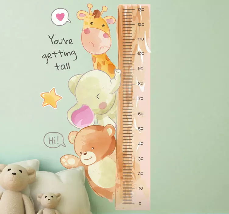 Animal Height Tracker growth chart wall sticker - TenStickers