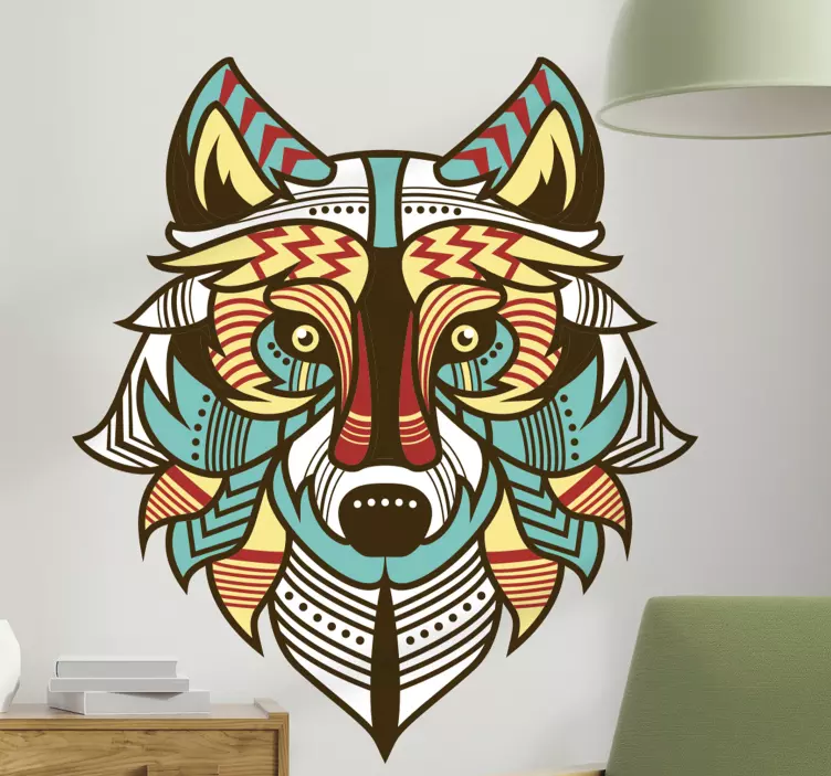 Animal wall decor colorful wolf head - TenStickers