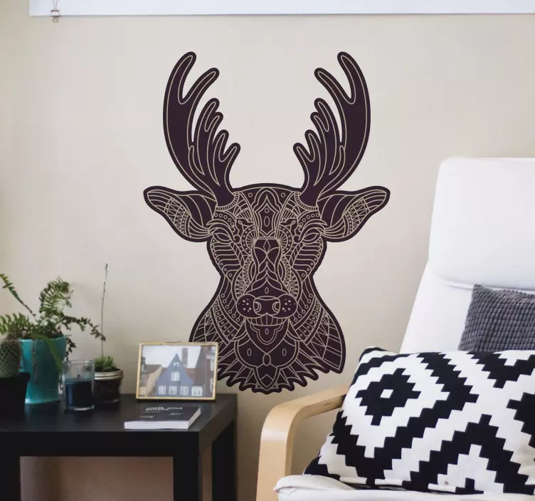 Animal wall decor geometric deer face - TenStickers