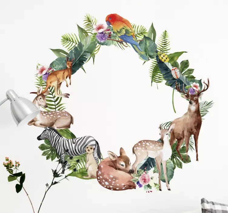 Animal wall sticker animal paradise circle - TenStickers