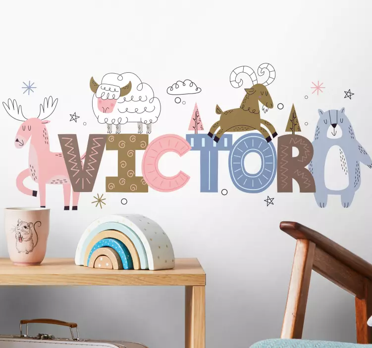 Animals With Name kid's sticker - TenStickers