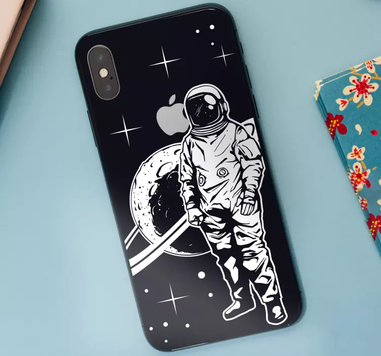 Iphone sticker astronaut space scene - TenStickers