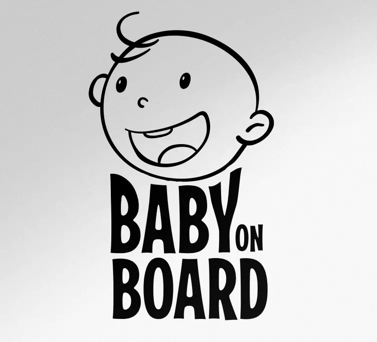 Baby on board sticker cheerful baby face - TenStickers