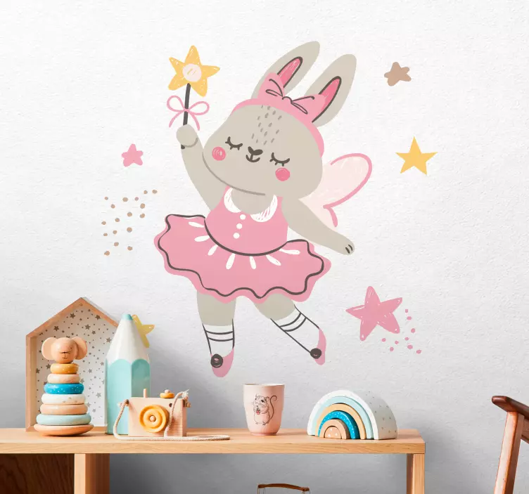 Sticker illustration ballet dancing rabbit - TenStickers
