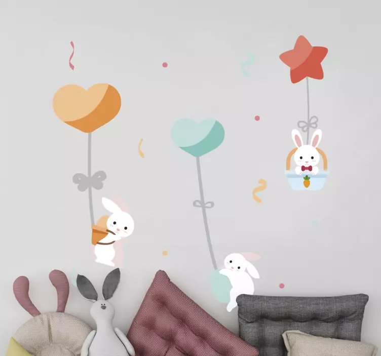 Balloons with Bunnies kid's sticker - TenStickers