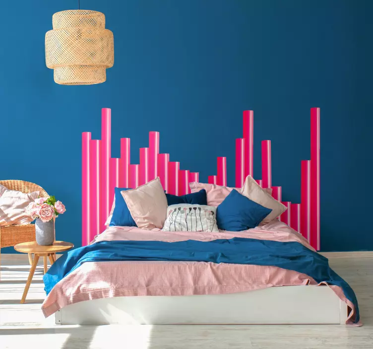 Bedhead pink straws headboard decal - TenStickers