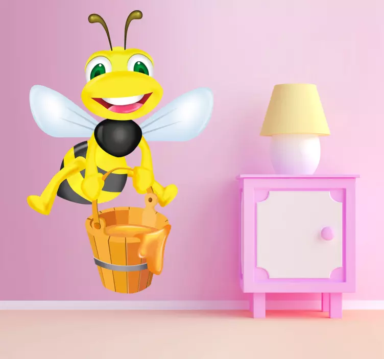 Bee & A Bucket Of Honey Wall Sticker - TenStickers