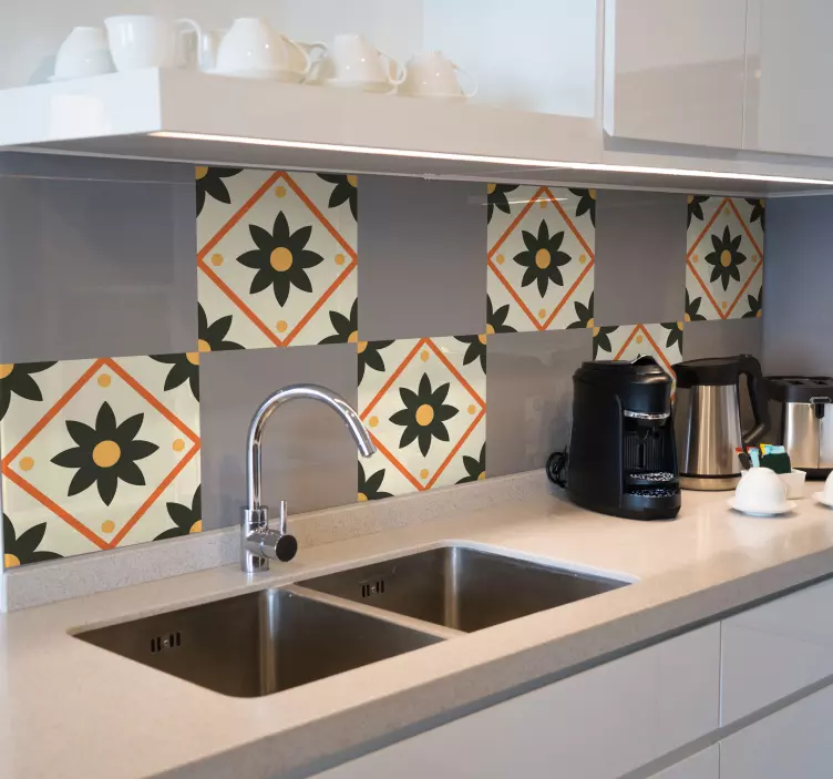 Belgium traditional flamingo kitchen tile sticker - TenStickers