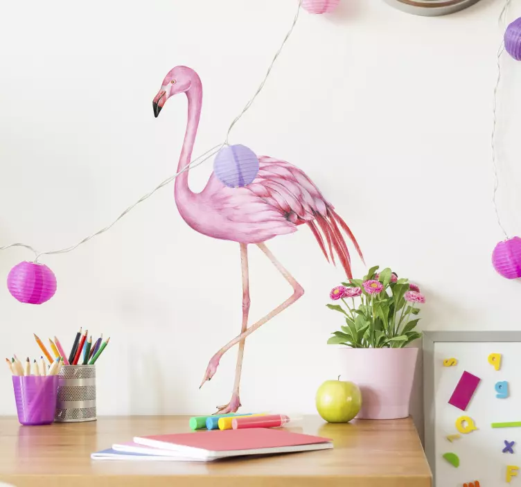 Bird sticker pink flamingo decoration - TenStickers