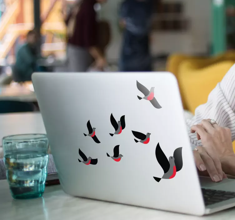 Birds Flying Laptop Sticker - TenStickers