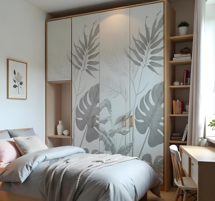 black and white plants furniture sticker - TenStickers