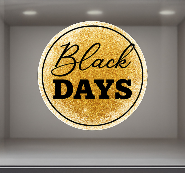 Black friday sticker white and golden black days - TenStickers
