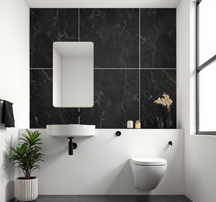 Black marble bathroom wall sticker - TenStickers