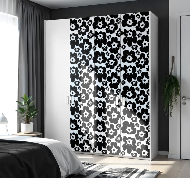 black poppy flower wall sticker - TenStickers
