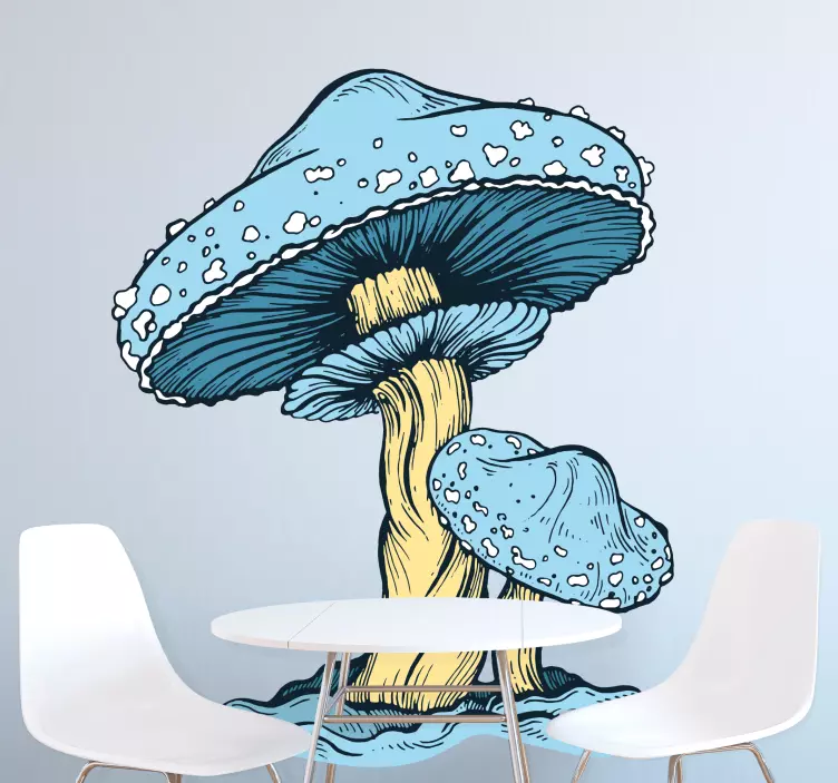 Blue Mushroom Design plant sticker - TenStickers