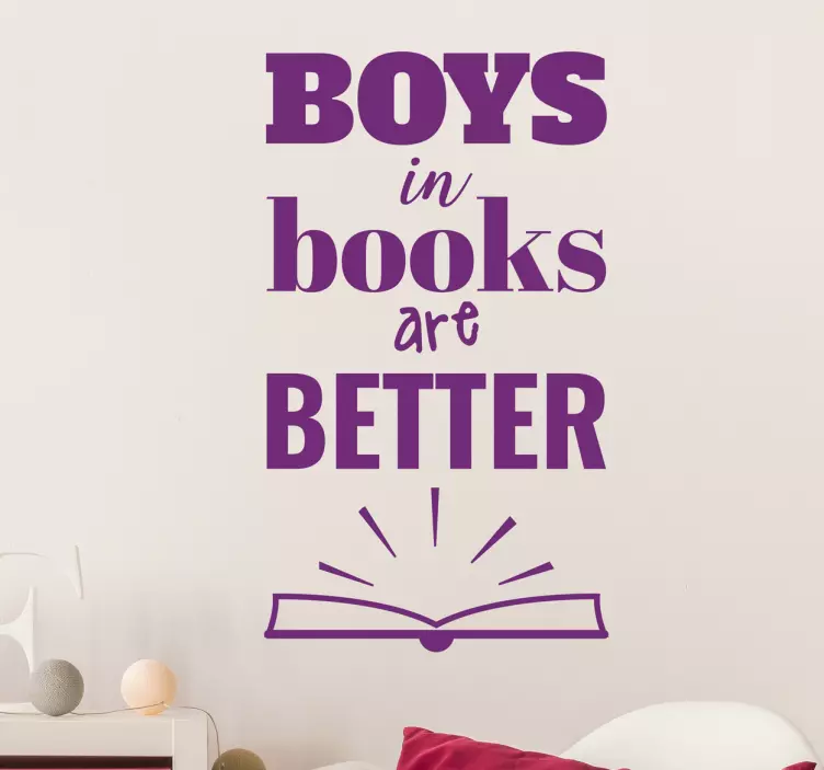 Boys in Books Text Wall Sticker - TenStickers
