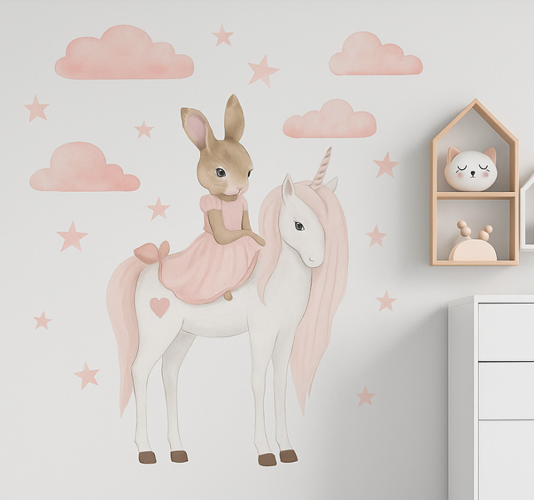 Bunny with unicorn wall sticker - TenStickers