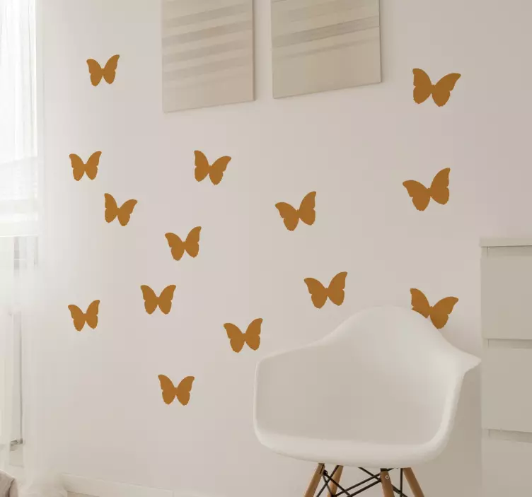 Silhouetted set of butterfly wall sticker - TenStickers